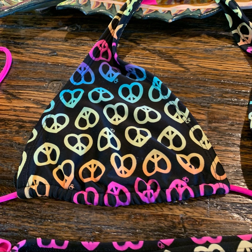 OP Ocean Pacific Bikini Hearts Hippy Love Peace - Picture 2 of 12